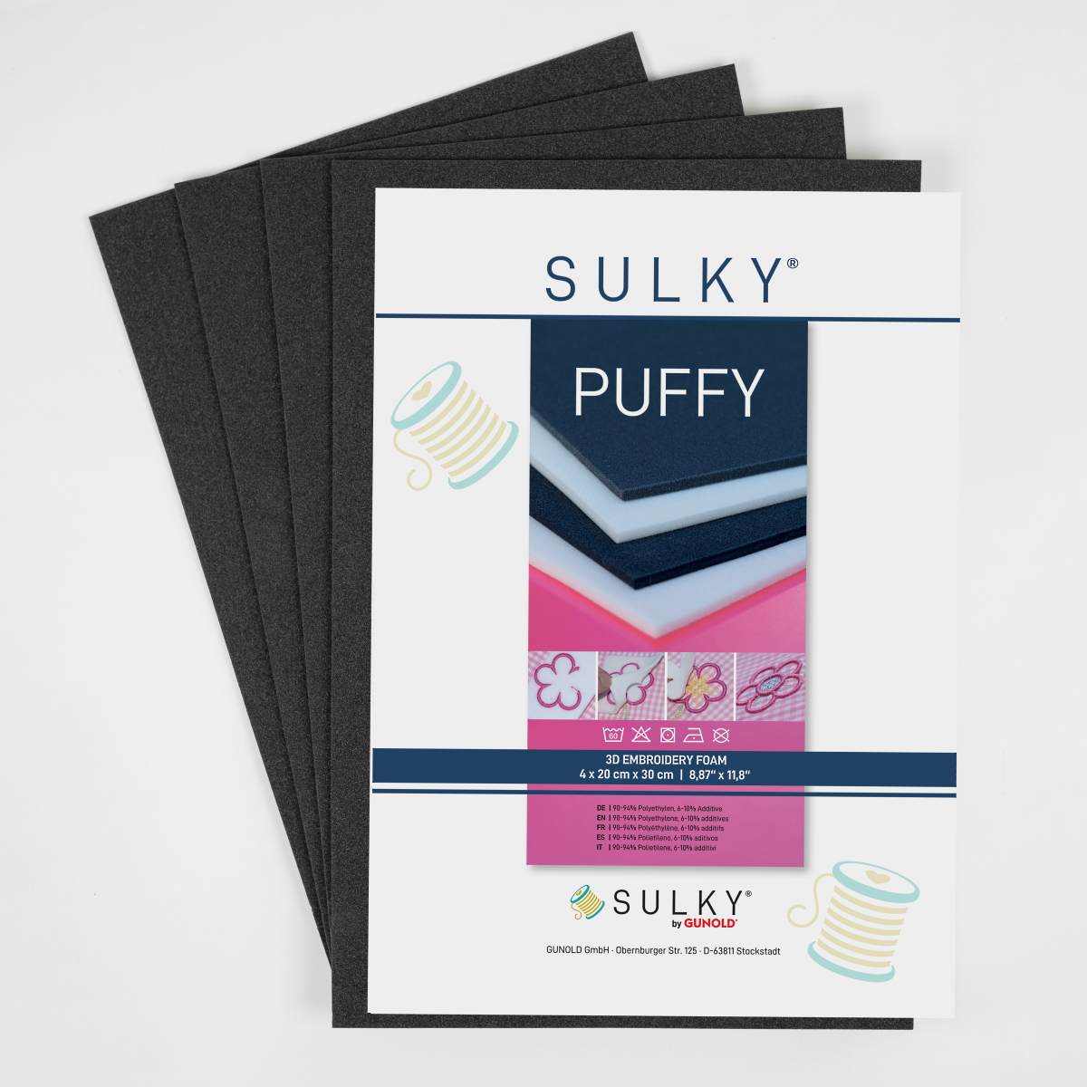 SULKY PUFFY soft 3mm black, 4 sheets of
foam 20cm x 30cm