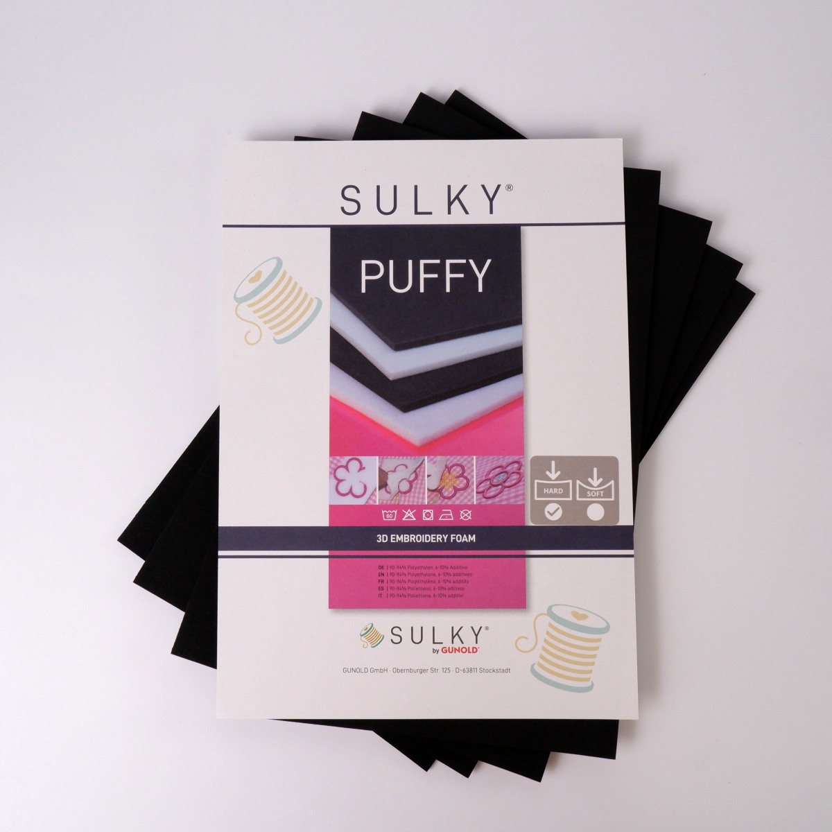 SULKY PUFFY hard 3mm schwarz, 4 Bögen
20cm x 30cm