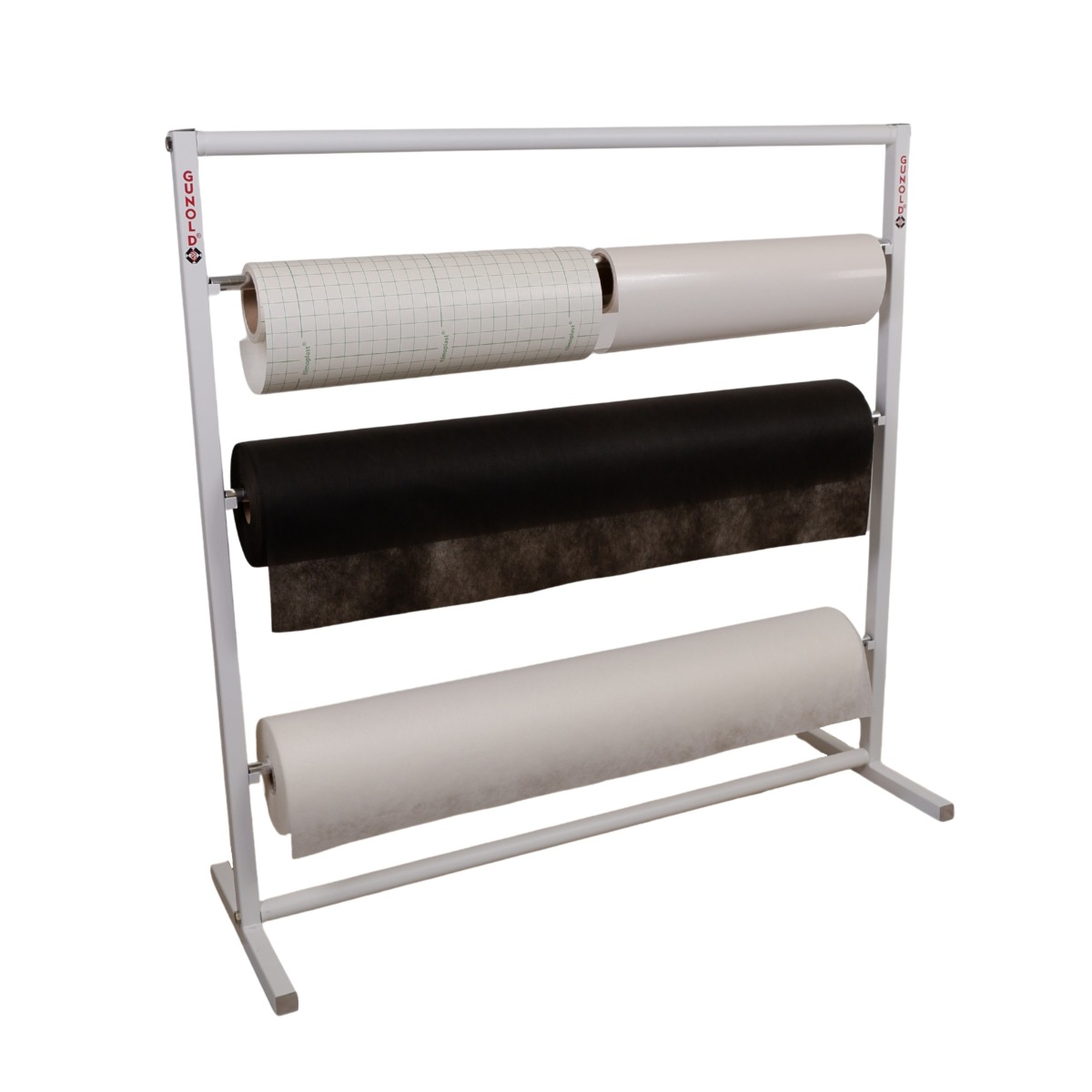 Metal rack to hold 3 backing rolls