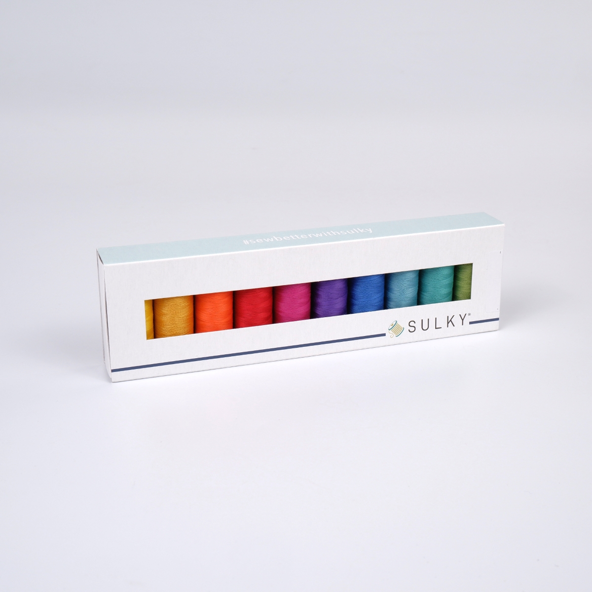 SULKY COTTON 50 - COLOUR WHEEL (10x
147m Snap Spools) SULKY COTTON 50 - COLOUR WHEEL (10x
147m Snap Spools)