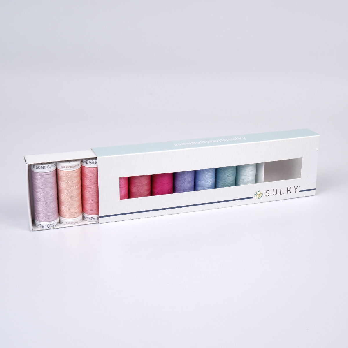 SULKY COTTON 50 - BLOOMS AND BREEZES
(10x 147m Snap Spools) SULKY COTTON 50 - BLOOMS AND BREEZES
(10x 147m Snap Spools)