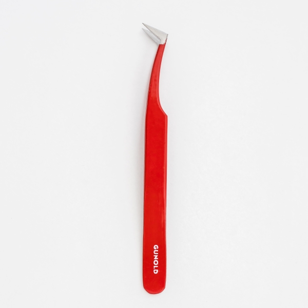 GUNOLD®TWEEZER, red, angled, 11,5cm